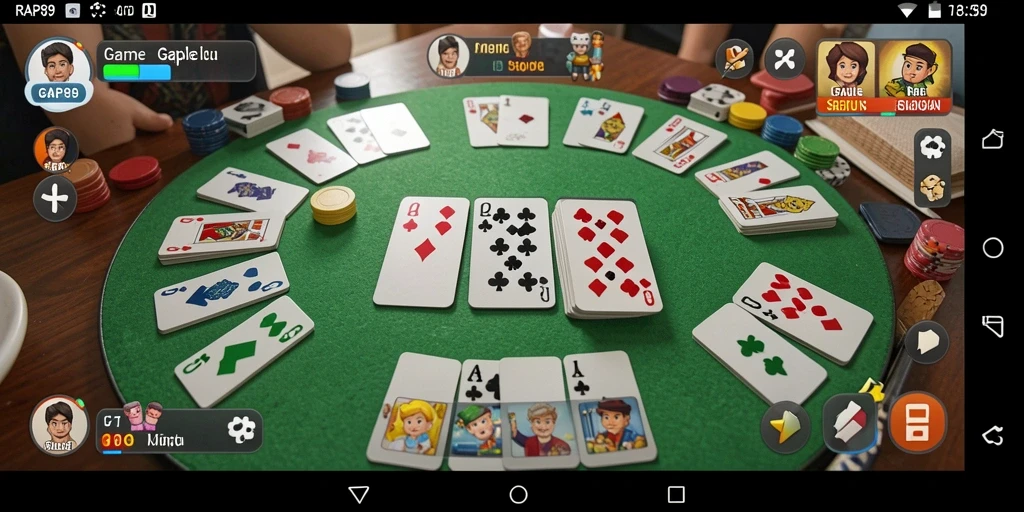 Tampilan gameplay Gaple dalam aplikasi RAP89 yang seru dan interaktif.