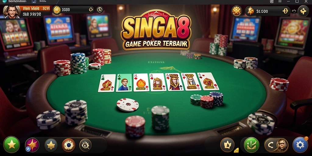 Tampilan gameplay poker SINGA8 yang menegangkan dan seru.