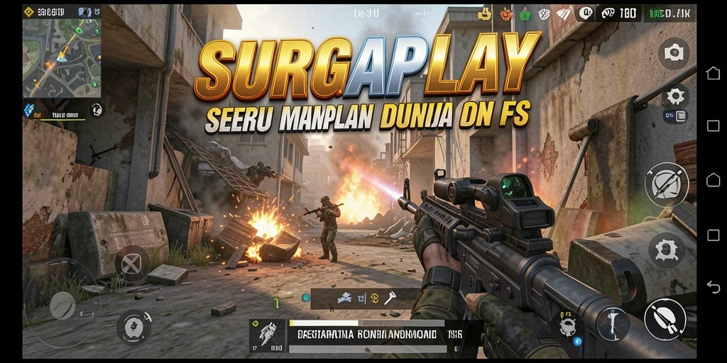 Gameplay SURGAPLAY yang mendebarkan dengan aksi tembak-menembak intens.